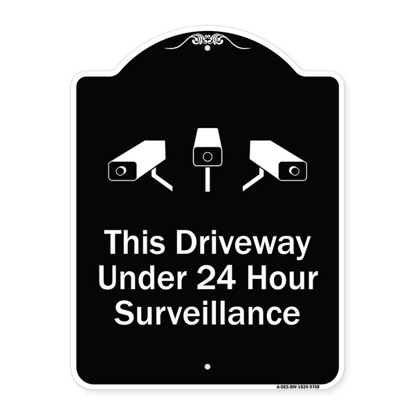 Designer Series-This Driveway Under 24 Hour Surveillance With Graphics, 24" H, BW-1824-9748